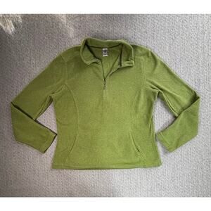 PrAna Sz L Green Jacket Coat Pockets Quarter Zip Workout Outdoors Yoga